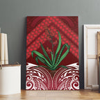 Rongoa Maori New Zealand Harakeke Canvas Wall Art NZ Weaving Pattern Red