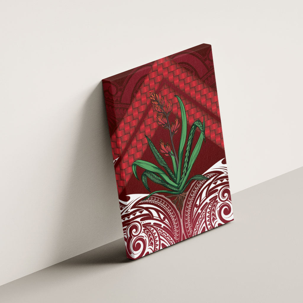 Rongoa Maori New Zealand Harakeke Canvas Wall Art NZ Weaving Pattern Red