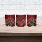 Rongoa Maori New Zealand Harakeke Ceramic Mug NZ Weaving Pattern Red