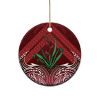 Rongoa Maori New Zealand Harakeke Ceramic Ornament NZ Weaving Pattern Red