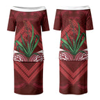 Rongoa Maori New Zealand Harakeke Couples Matching Puletasi and Hawaiian Shirt NZ Weaving Pattern Red