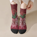Rongoa Maori New Zealand Harakeke Crew Socks NZ Weaving Pattern Red
