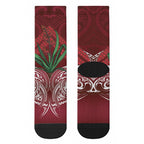 Rongoa Maori New Zealand Harakeke Crew Socks NZ Weaving Pattern Red