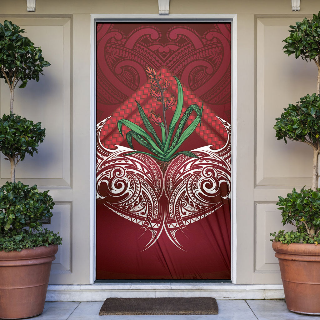 Rongoa Maori New Zealand Harakeke Door Cover NZ Weaving Pattern Red