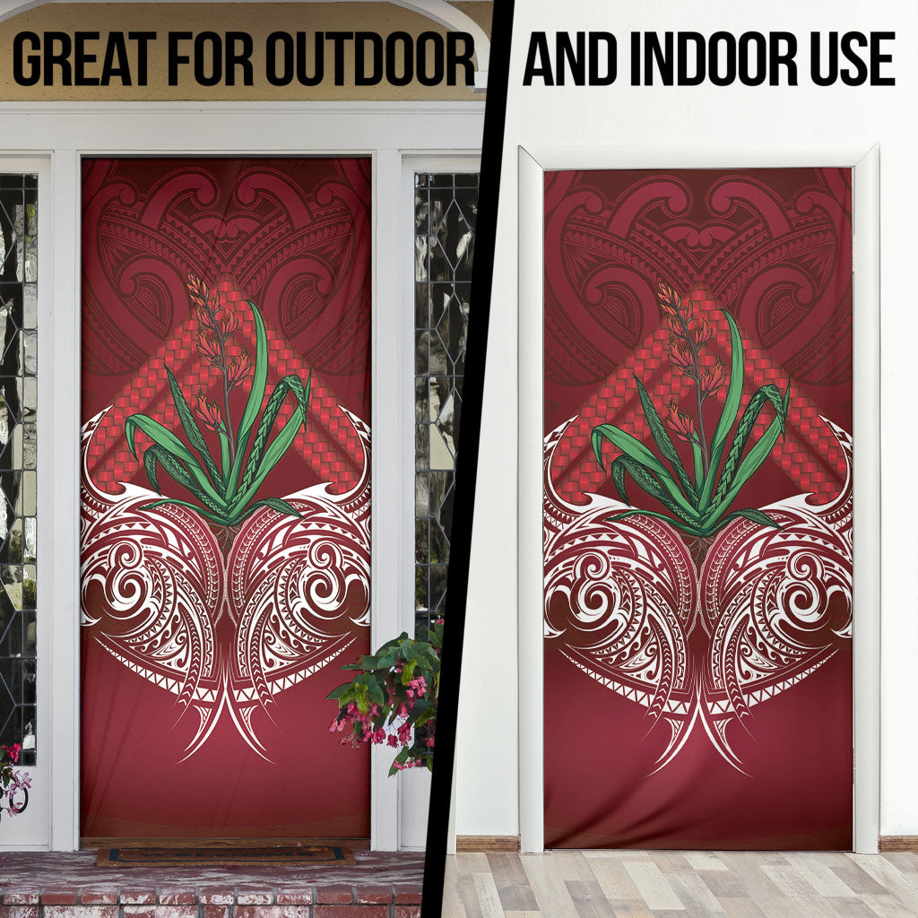 Rongoa Maori New Zealand Harakeke Door Cover NZ Weaving Pattern Red