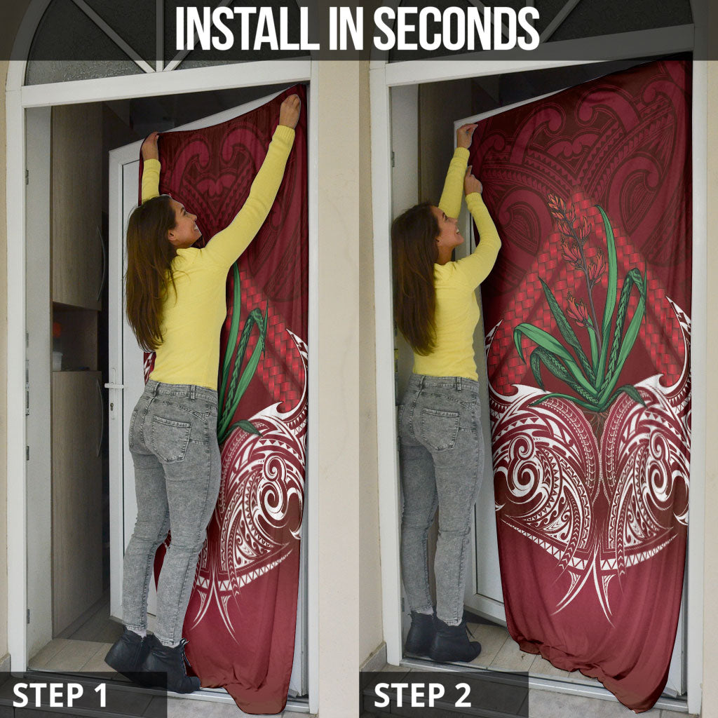 Rongoa Maori New Zealand Harakeke Door Cover NZ Weaving Pattern Red