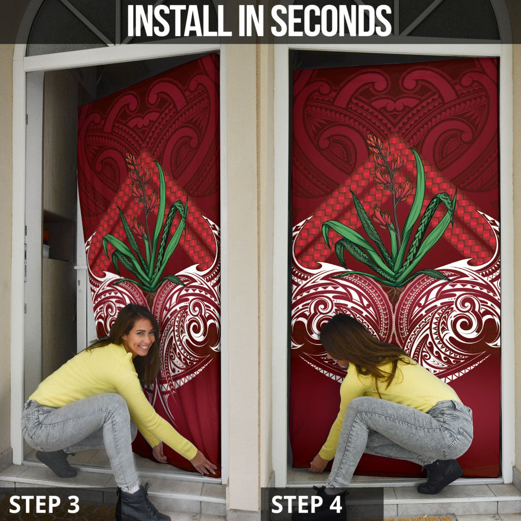 Rongoa Maori New Zealand Harakeke Door Cover NZ Weaving Pattern Red