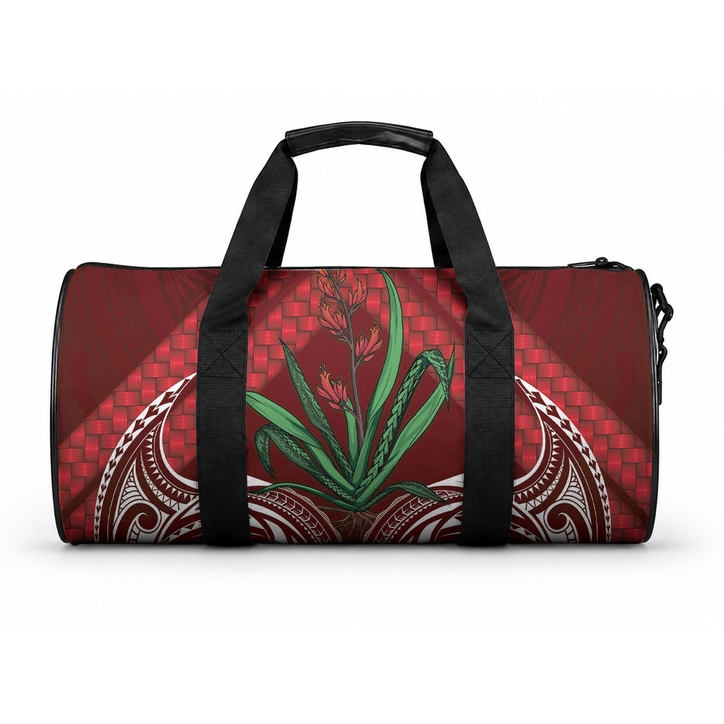 Rongoa Maori New Zealand Harakeke Duffle Bag NZ Weaving Pattern Red