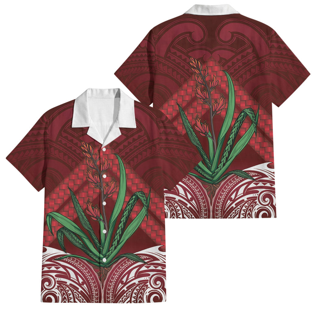 Rongoa Maori New Zealand Harakeke Family Matching Mermaid Dress and Hawaiian Shirt NZ Weaving Pattern Red