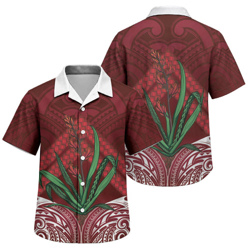 Rongoa Maori New Zealand Harakeke Family Matching Mermaid Dress and Hawaiian Shirt NZ Weaving Pattern Red