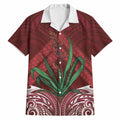 Rongoa Maori New Zealand Harakeke Hawaiian Shirt NZ Weaving Pattern Red