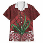 Rongoa Maori New Zealand Harakeke Hawaiian Shirt NZ Weaving Pattern Red