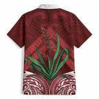Rongoa Maori New Zealand Harakeke Hawaiian Shirt NZ Weaving Pattern Red