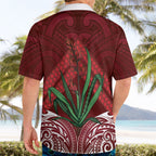 Rongoa Maori New Zealand Harakeke Hawaiian Shirt NZ Weaving Pattern Red