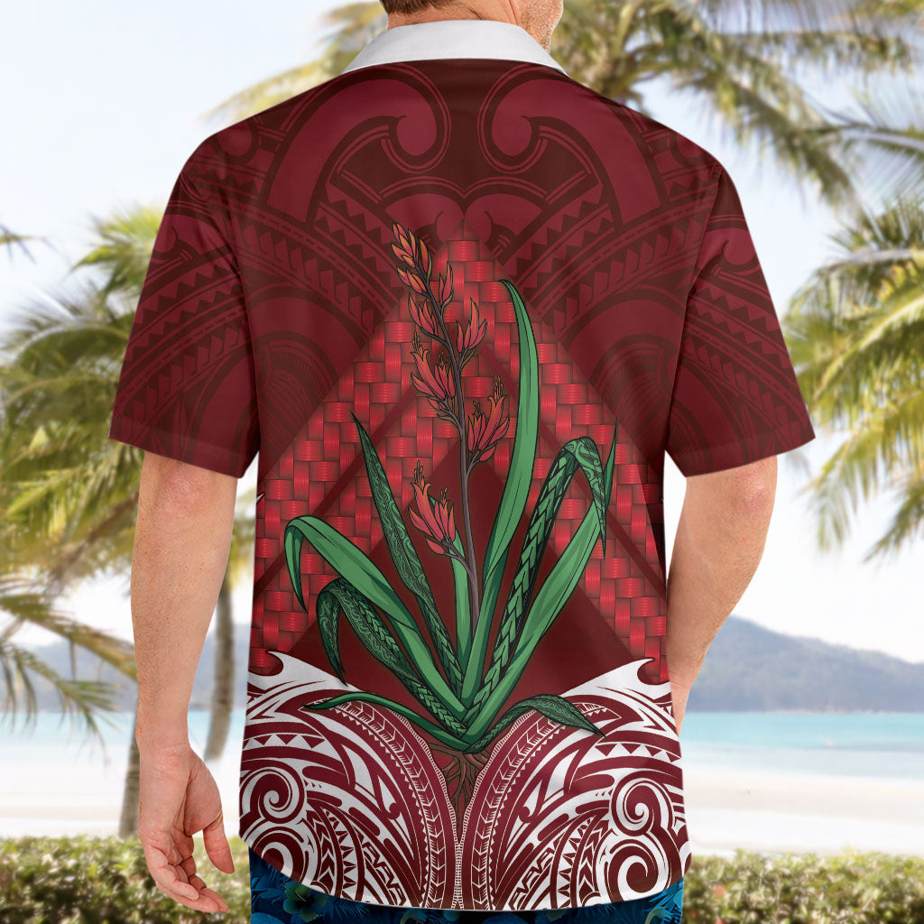 Rongoa Maori New Zealand Harakeke Hawaiian Shirt NZ Weaving Pattern Red