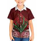 Rongoa Maori New Zealand Harakeke Hawaiian Shirt NZ Weaving Pattern Red