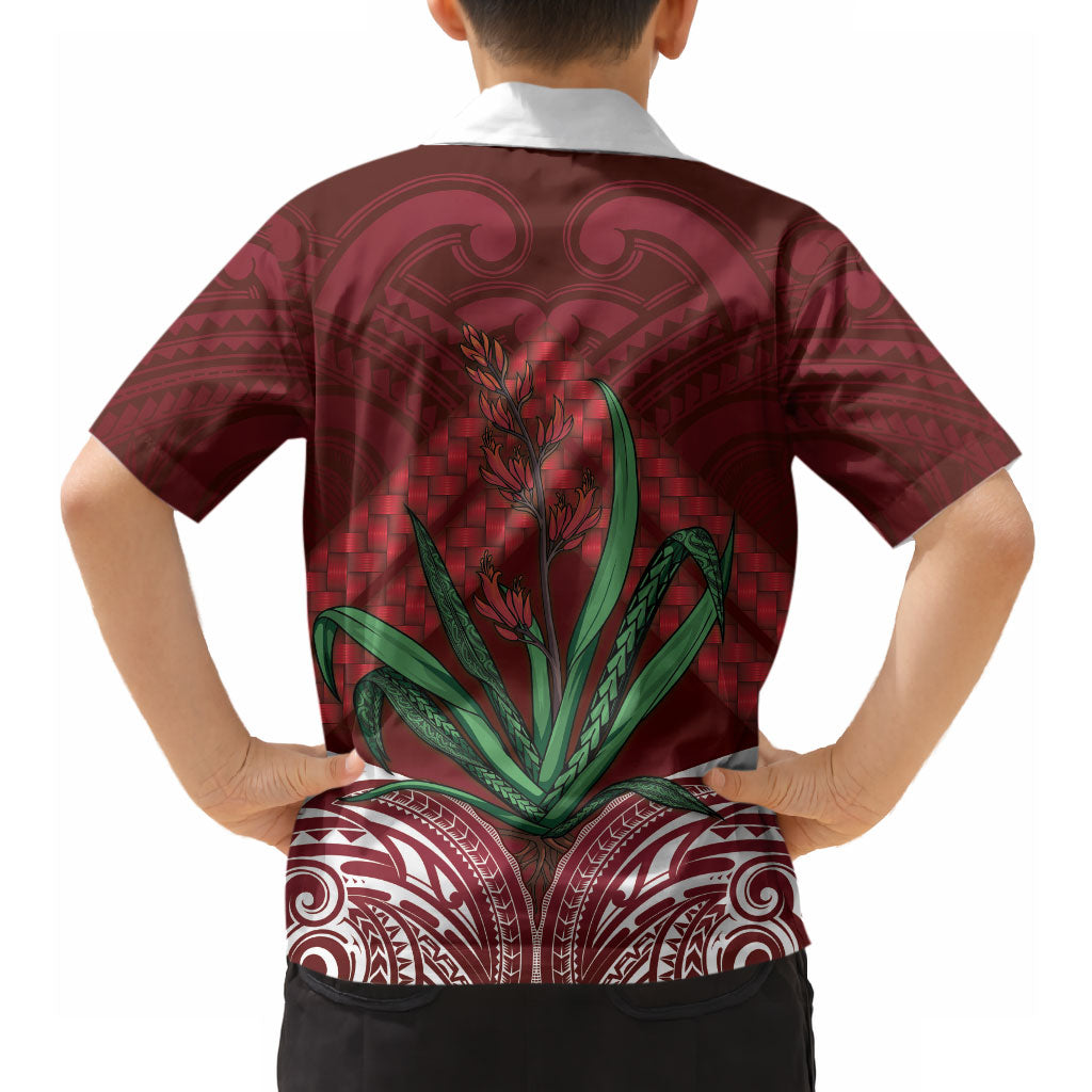 Rongoa Maori New Zealand Harakeke Hawaiian Shirt NZ Weaving Pattern Red