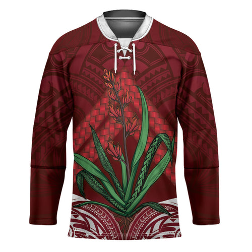Rongoa Maori New Zealand Harakeke Hockey Jersey NZ Weaving Pattern Red