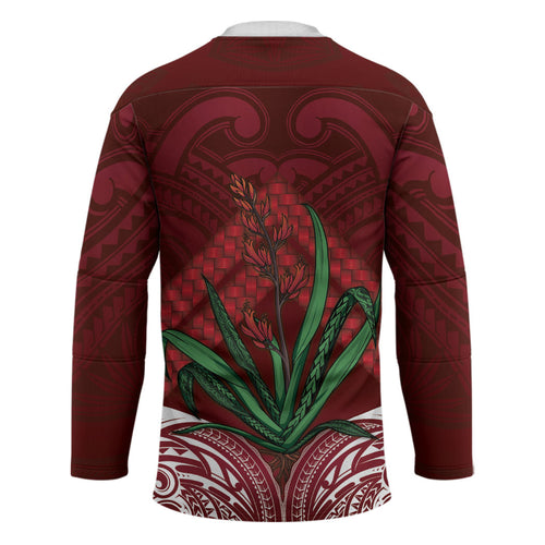 Rongoa Maori New Zealand Harakeke Hockey Jersey NZ Weaving Pattern Red