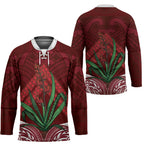 Rongoa Maori New Zealand Harakeke Hockey Jersey NZ Weaving Pattern Red