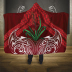 Rongoa Maori New Zealand Harakeke Hooded Blanket NZ Weaving Pattern Red