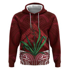 Rongoa Maori New Zealand Harakeke Hoodie NZ Weaving Pattern Red