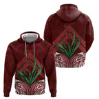 Rongoa Maori New Zealand Harakeke Hoodie NZ Weaving Pattern Red