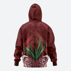 Rongoa Maori New Zealand Harakeke Hoodie NZ Weaving Pattern Red