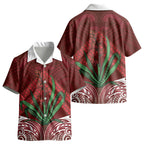 Rongoa Maori New Zealand Harakeke Kid Hawaiian Shirt NZ Weaving Pattern Red