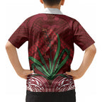 Rongoa Maori New Zealand Harakeke Kid Hawaiian Shirt NZ Weaving Pattern Red