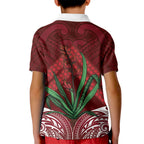 Rongoa Maori New Zealand Harakeke Kid Polo Shirt NZ Weaving Pattern Red