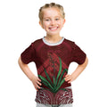 Rongoa Maori New Zealand Harakeke Kid T Shirt NZ Weaving Pattern Red
