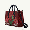 Rongoa Maori New Zealand Harakeke Leather Bag NZ Weaving Pattern Red