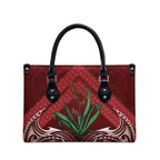 Rongoa Maori New Zealand Harakeke Leather Bag NZ Weaving Pattern Red