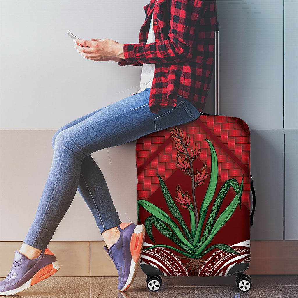 Rongoa Maori New Zealand Harakeke Luggage Cover NZ Weaving Pattern Red