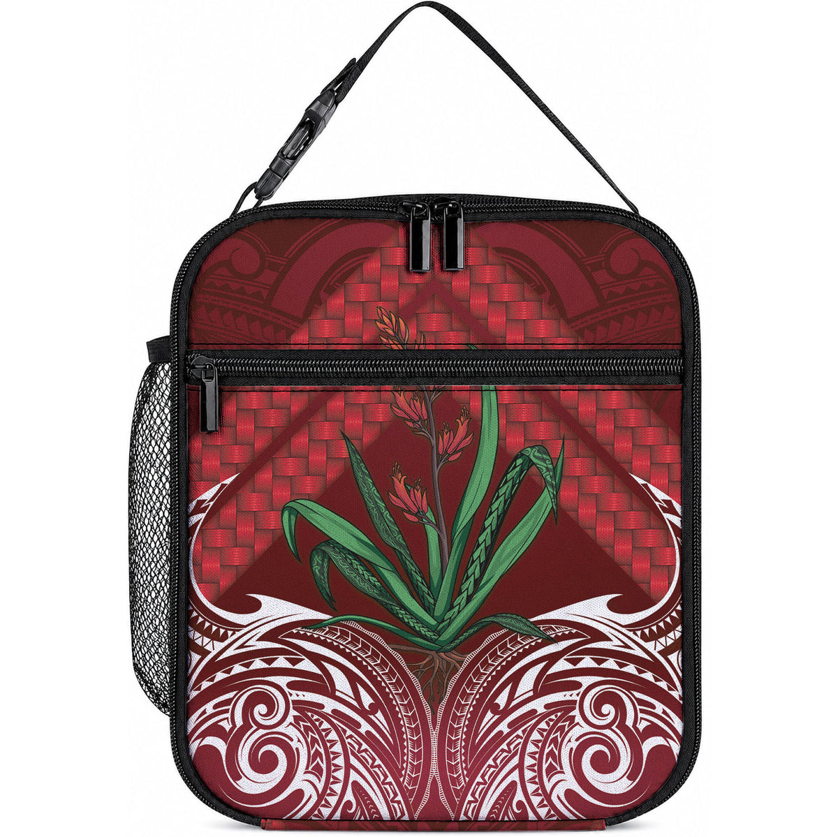 Rongoa Maori New Zealand Harakeke Lunch Bag NZ Weaving Pattern Red