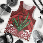 Rongoa Maori New Zealand Harakeke Men Tank Top NZ Weaving Pattern Red