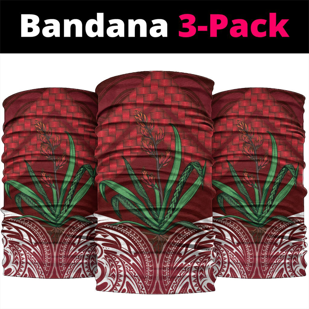 Rongoa Maori New Zealand Harakeke Neck Gaiter NZ Weaving Pattern Red