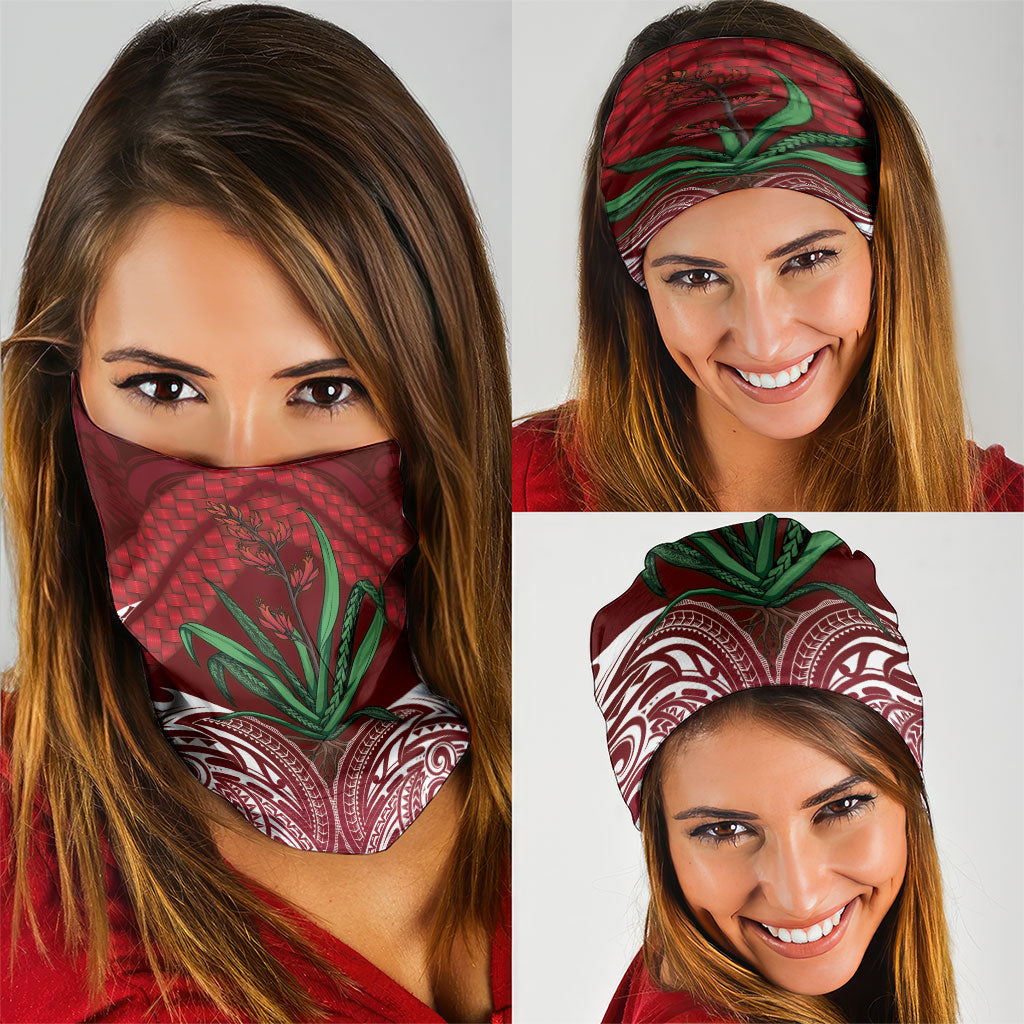 Rongoa Maori New Zealand Harakeke Neck Gaiter NZ Weaving Pattern Red