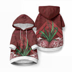 Rongoa Maori New Zealand Harakeke Pet Hoodie NZ Weaving Pattern Red