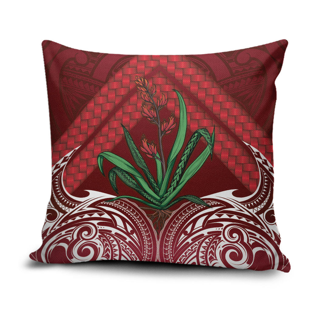 Rongoa Maori New Zealand Harakeke Pillow Cover NZ Weaving Pattern Red