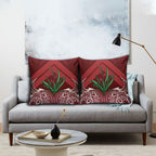 Rongoa Maori New Zealand Harakeke Pillow Cover NZ Weaving Pattern Red