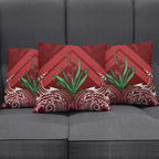 Rongoa Maori New Zealand Harakeke Pillow Cover NZ Weaving Pattern Red