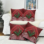 Rongoa Maori New Zealand Harakeke Pillow Cover NZ Weaving Pattern Red