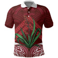 Rongoa Maori New Zealand Harakeke Polo Shirt NZ Weaving Pattern Red