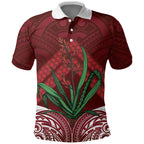 Rongoa Maori New Zealand Harakeke Polo Shirt NZ Weaving Pattern Red