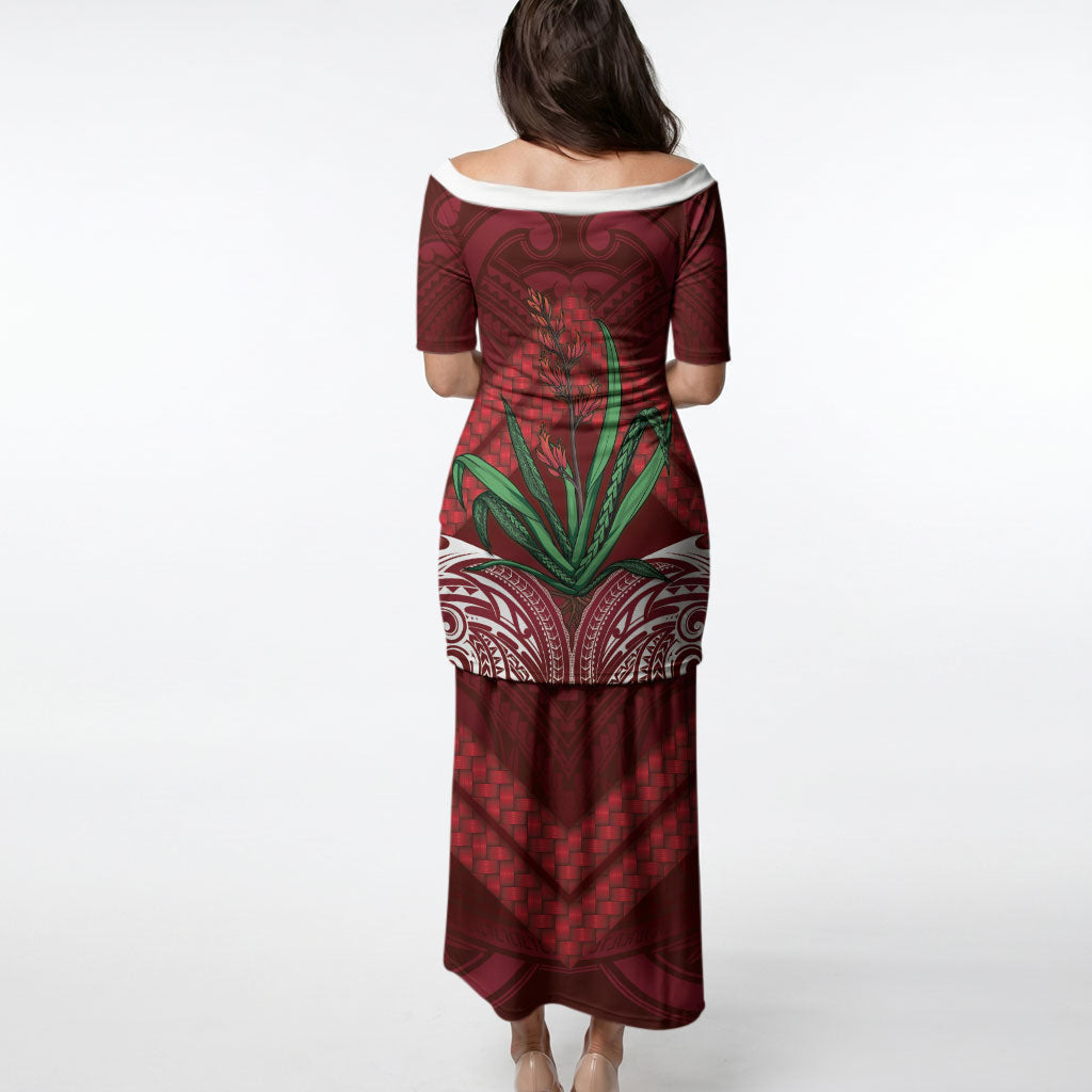Rongoa Maori New Zealand Harakeke Puletasi NZ Weaving Pattern Red
