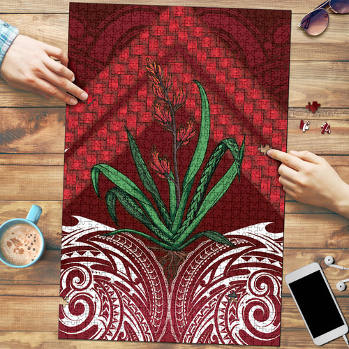 Rongoa Maori New Zealand Harakeke Puzzle NZ Weaving Pattern Red