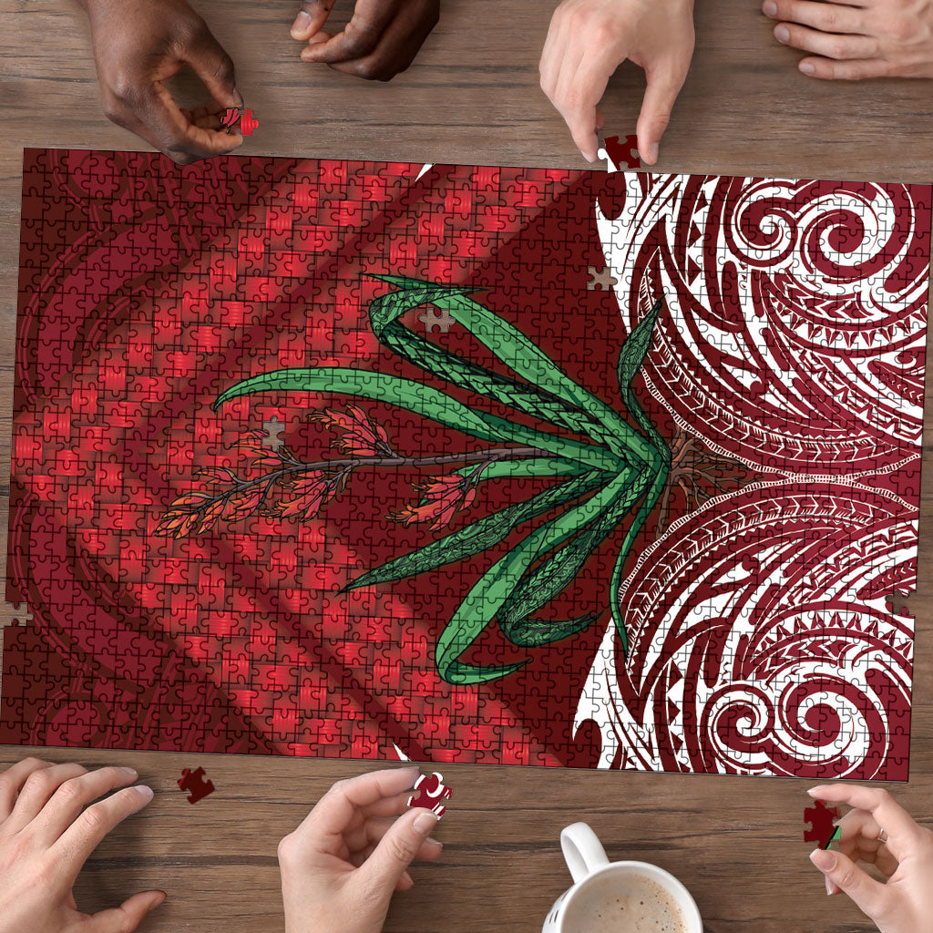 Rongoa Maori New Zealand Harakeke Puzzle NZ Weaving Pattern Red