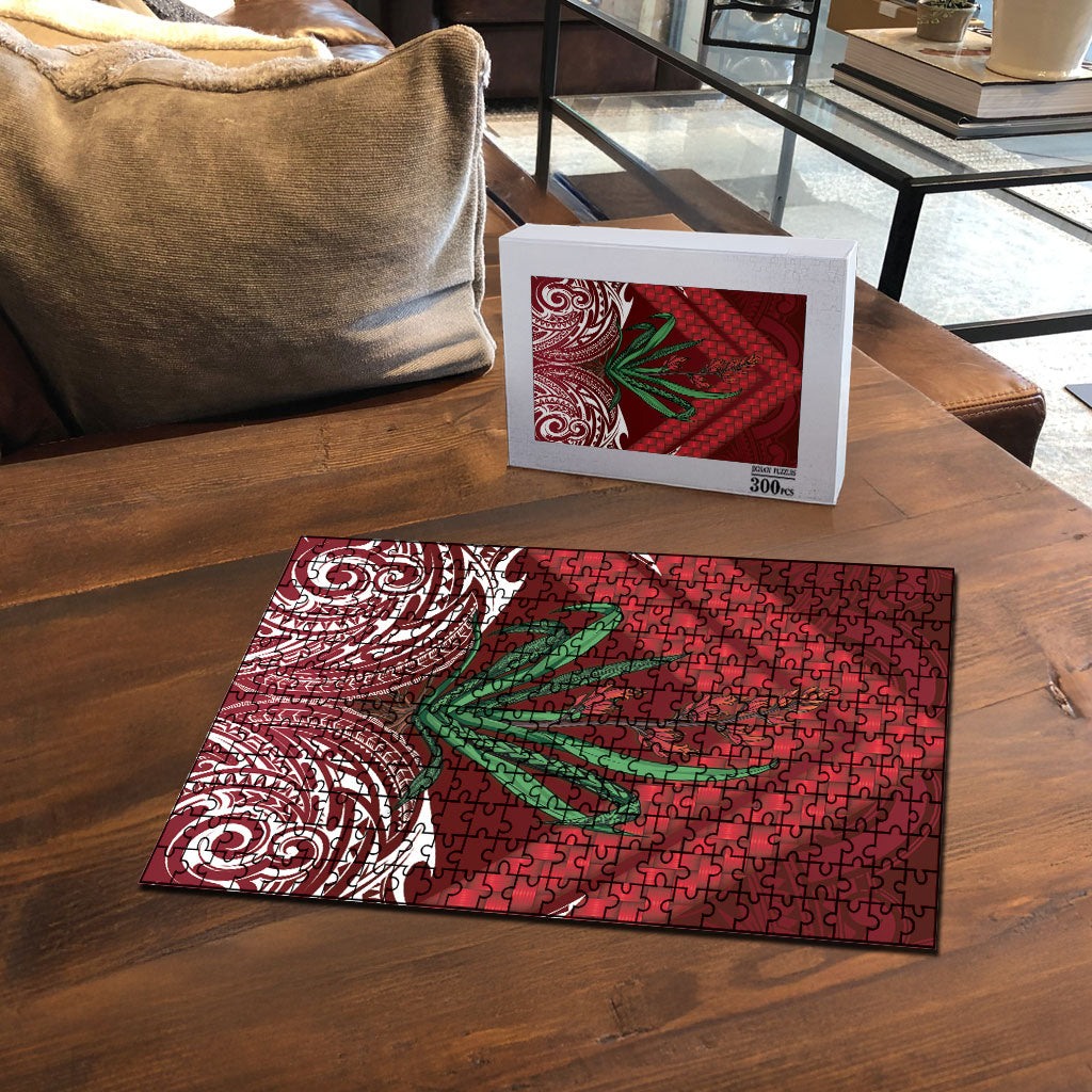 Rongoa Maori New Zealand Harakeke Puzzle NZ Weaving Pattern Red